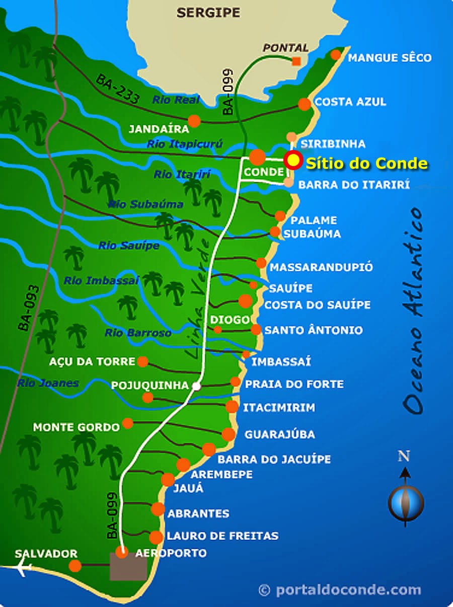 Karte Küste Bahia Brasilien 